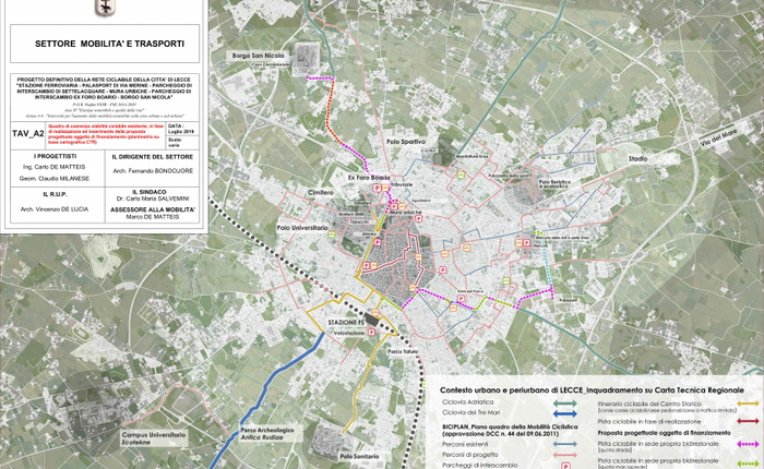 Mappa degli interventi ciclabili urbani a Lecce