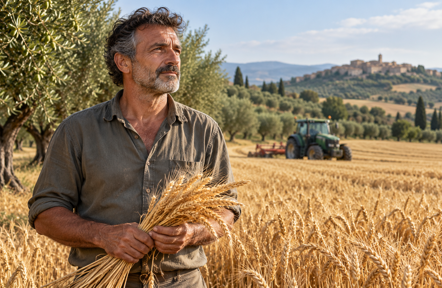 Agricoltore nel campo: immagine illustrativa generata da ChatGPT con IA
