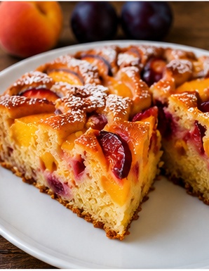 Torta di pesche e susine al taglio