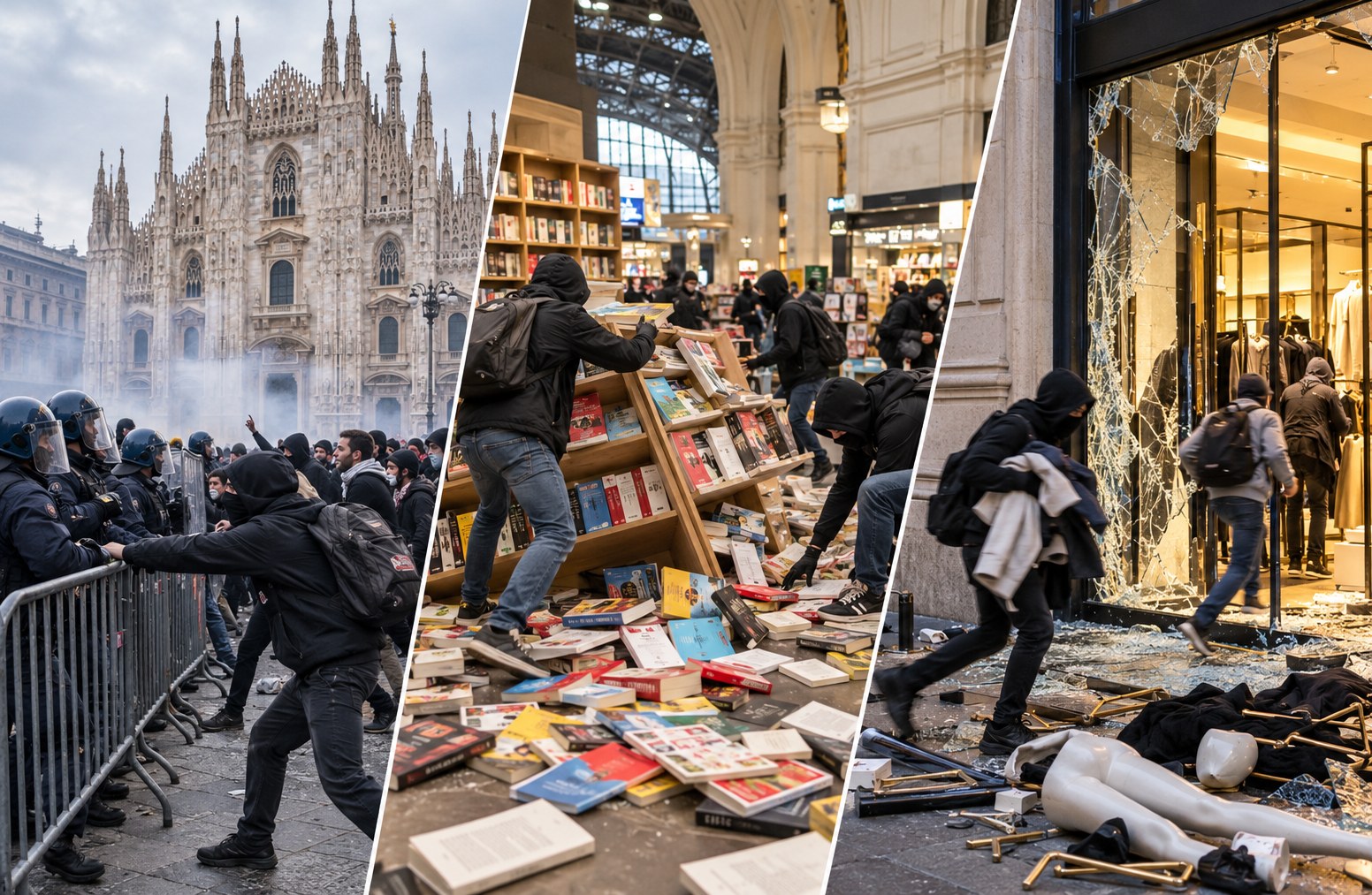 Ricostruzioni illustrative IA di Milano, Torino e Francia, non fotografie reali